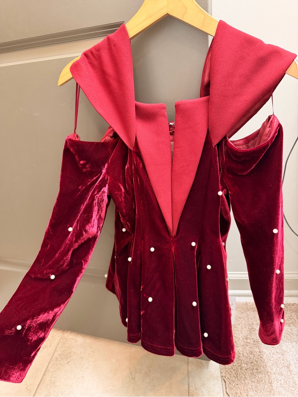 ASOS LUXE velvet off the shoulder structured blazer top